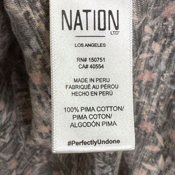 Nation LTD Shirt Womens Medium Black Floral Long Sleeve Pima Cotton Penny Tee - Picture 7 of 9